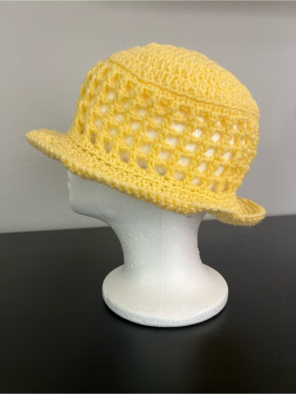 Handmade Yellow Crochet Bucket Hat